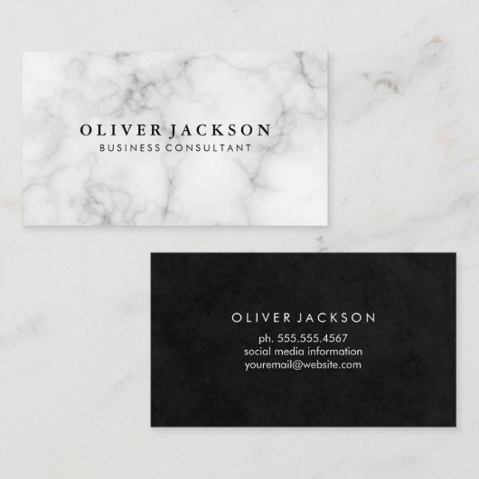 Witte marmer visitekaartje (Voorkant / Achterkant)