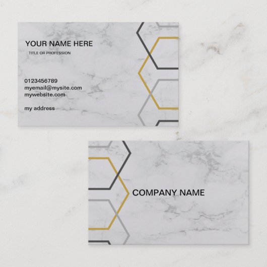 Witte marmer visitekaartje (Voorkant / Achterkant)