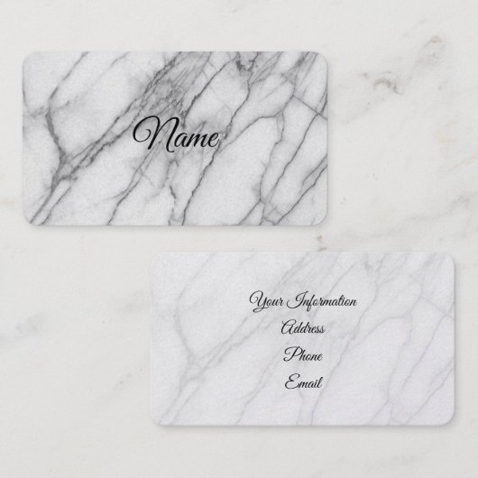 Witte marmer visitekaartje (Voorkant / Achterkant)