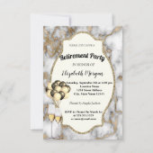 Witte marmer, wijnglas, ballon, Pensioenpartij Kaart (Voorkant)