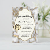 Witte marmer, wijnglas, ballon, Pensioenpartij Kaart (Staand voorkant)