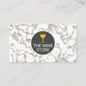 Witte marmer | Wijnglas Visitekaartje (Voorkant)