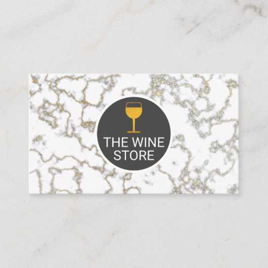 Witte marmer | Wijnglas Visitekaartje (Voorkant)