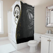 Witte marmer, zwart, gouden Filigrafie Douchegordijn (In situ)