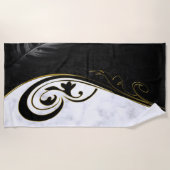 Witte marmer, zwart, gouden Filigrafie Strandlaken (Voorkant)