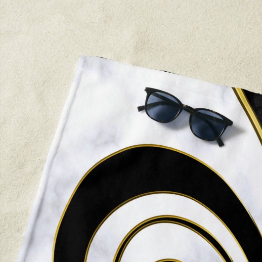 Witte marmer, zwart, gouden Filigrafie Strandlaken (In situ)