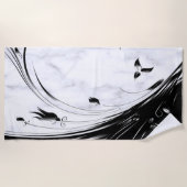 Witte marmer, zwart, gouden Filigrafie Strandlaken (Voorkant)