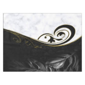 Witte marmer, zwart, gouden Filigrafie Tafelkleed (Voorkant (Horizontaal))