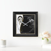 Witte marmer, zwart, gouden Filigrafie Vierkante Klok (Huis)