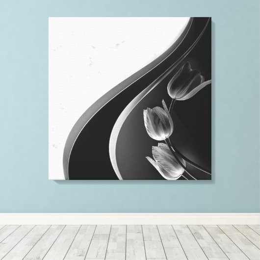 Witte marmer, zwart, goudFiligree Canvas Afdruk (Insitu (Houten vloer))