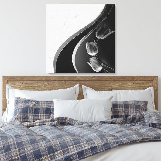 Witte marmer, zwart, goudFiligree Canvas Afdruk (Insitu (Slaapkamer))