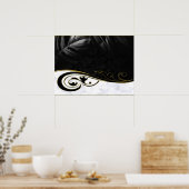 Witte marmer, zwart, goudFiligree Poster (Keuken)