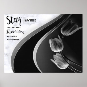 Witte marmer, zwart, goudFiligree Poster