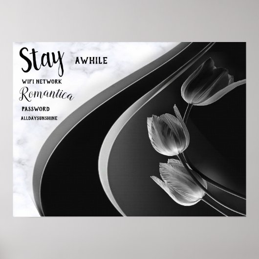 Witte marmer, zwart, goudFiligree Poster (Voorkant)