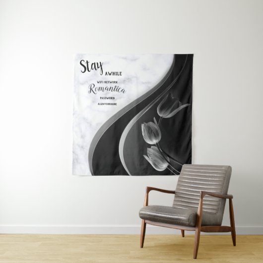 Witte marmer, zwart, goudFiligree Wandkleed (In situ)