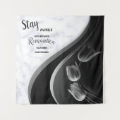 Witte marmer, zwart, goudFiligree Wandkleed (Voorkant)