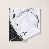 Witte marmer, zwarte Filigree grafische afbeelding Bad Handdoek (Wasdoekje)