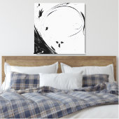 Witte marmer, zwarte Filigree grafische afbeelding Canvas Afdruk (Insitu (Slaapkamer))