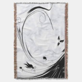 Witte marmer, zwarte Filigree grafische afbeelding Deken (Voorkant Verticaal)