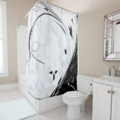 Witte marmer, zwarte Filigree grafische afbeelding Douchegordijn (In situ)