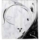 Witte marmer, zwarte Filigree grafische afbeelding Douchegordijn (Voorkant)