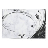 Witte marmer, zwarte Filigree grafische afbeelding Kussensloop (Achterkant)