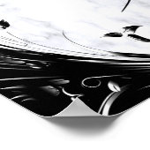 Witte marmer, zwarte Filigree grafische afbeelding Poster (Hoek)