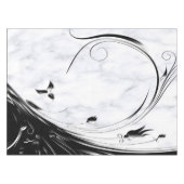 Witte marmer, zwarte Filigree grafische afbeelding Tafelkleed (Voorkant (Horizontaal))