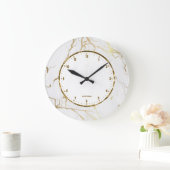 Witte marmerafdrukken met gouden racks grote klok (Huis)