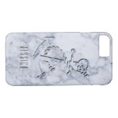 Witte marmerafdrukken met NauticalBoat-anker Case-Mate iPhone Case (Achterkant (Horizontaal))