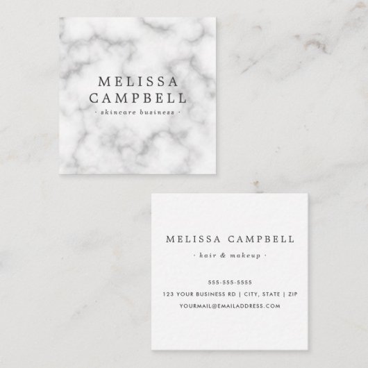 Witte marmerelegant professionele minimalist vierkante visitekaartje (Voorkant / Achterkant)