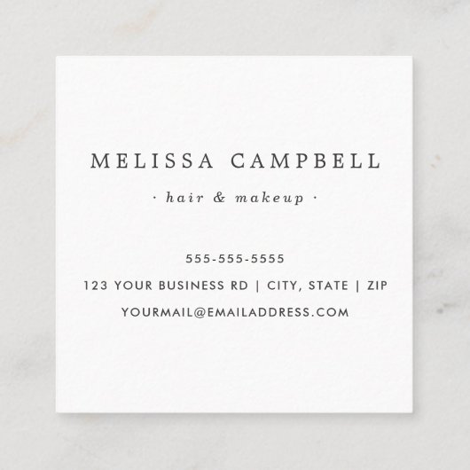 Witte marmerelegant professionele minimalist vierkante visitekaartje (Achterkant)