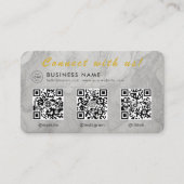 Witte marmeren 3 QR-code multi-sociaal Visitekaartje (Voorkant)