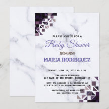 Witte marmeren babyshower uitnodiging