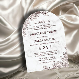 Witte Marmeren Bloemen Kant Islamitische Boog Huwe Kaart