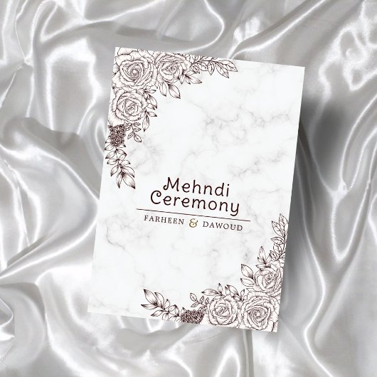 Witte Marmeren Bloemen Kant Islamitische Mehndi Ce Kaart