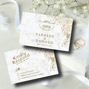 Witte Marmeren Bloemen Kant Islamitische Moslim Hu RSVP Kaartje