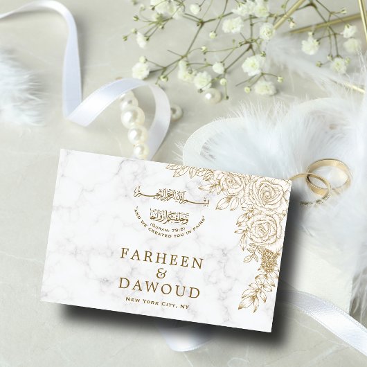 Witte Marmeren Bloemen Kant Islamitische Moslim Hu RSVP Kaartje