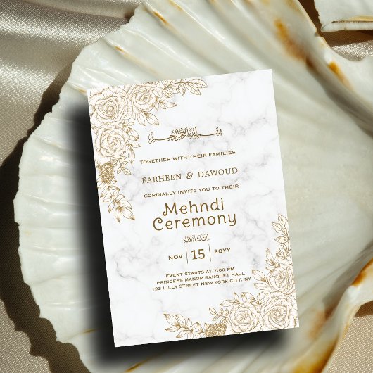 Witte Marmeren Bloemen Kant Islamitische Moslim Me Kaart