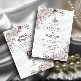 Witte Marmeren Bloemen Kant Islamitische QR Code H Kaart