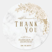 Witte Marmeren Bloemen Kant Moslim Huwelijksgunst Ronde Sticker (Voorkant)