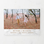 Witte Marmeren Brons Wereldkaart Alles in een Brui Drieluik Uitnodiging (Cover)