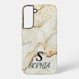 witte marmeren chic gouden glinsterend monogram samsung galaxy hoesje