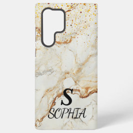 witte marmeren chic gouden glitters monogram samsung galaxy hoesje