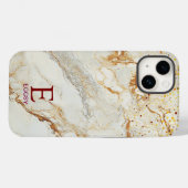Witte marmeren chique gouden glitter monogram Case-Mate iPhone case (Achterkant (horizontaal))