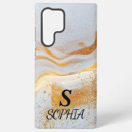 witte marmeren chique gouden glitters monogram samsung galaxy hoesje
