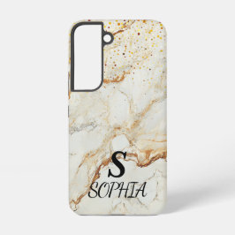 witte marmeren chique gouden glitters monogram samsung galaxy hoesje