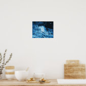 Witte Marmeren Dam In Blauwe Abstracte Fantasy Art Poster (Keuken)