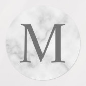 Witte Marmeren Elegante Monogramlabels Labels (Design 2)