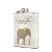 Witte marmeren en gouden olifant elegante monogram heupfles (Links)